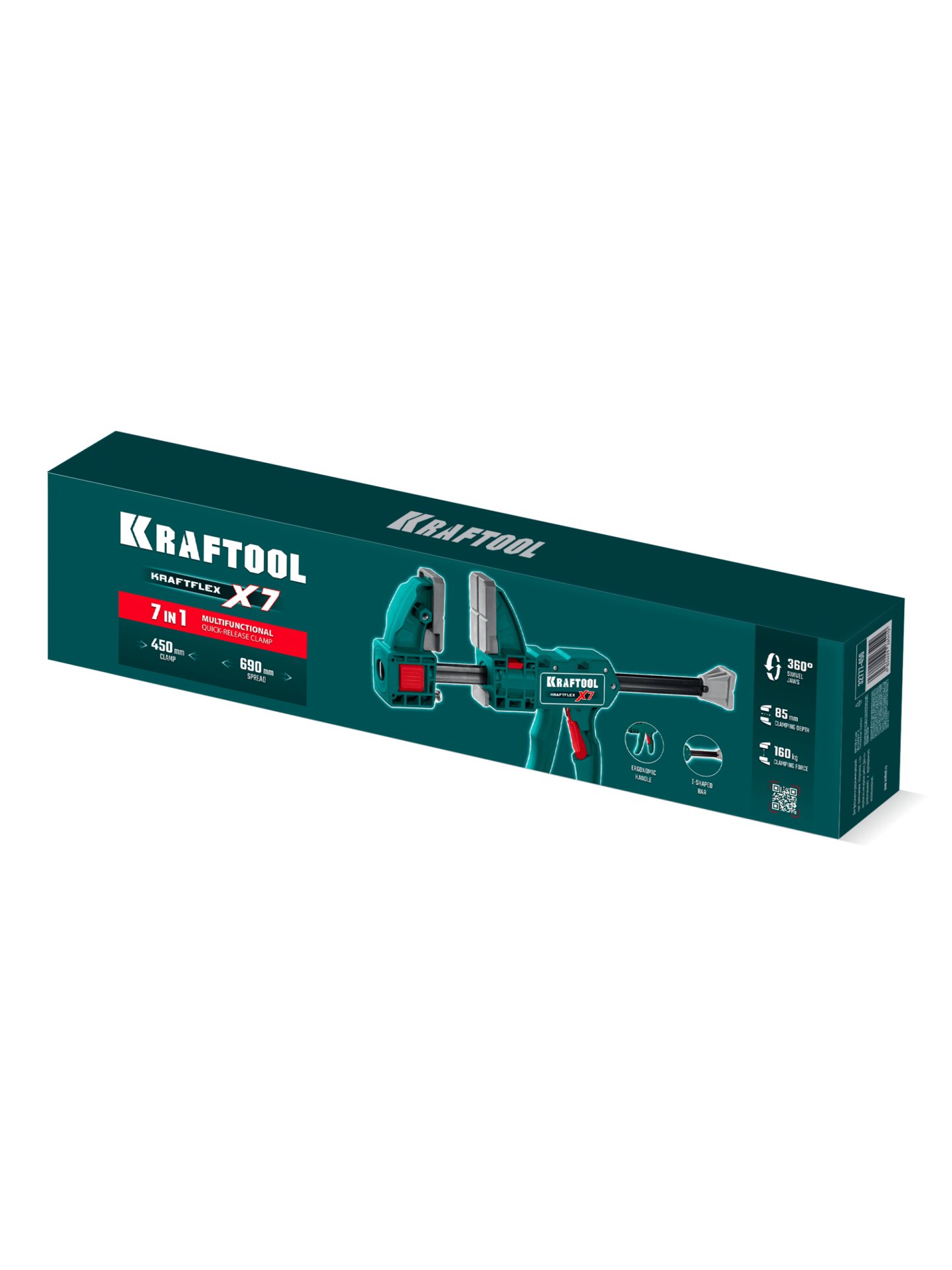 KRAFTOOL KRAFTFLEX X7 450, 450 х 85 мм, многофункциональная быстрозажимная струбцина (32777-450)