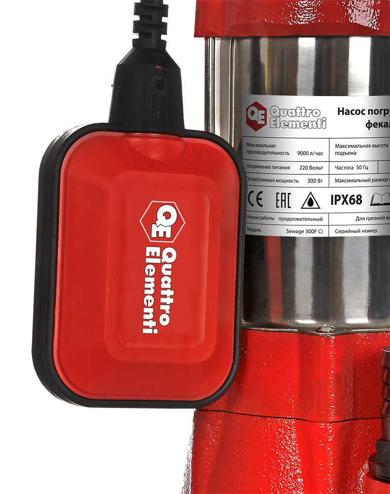 Фекальный насос QUATTRO ELEMENTI Sewage 300F Ci 910-140