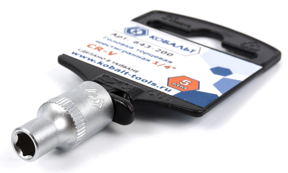 Головка торцевая КОБАЛЬТ 1/4", 5 мм, Cr-V(1 шт.) подвес