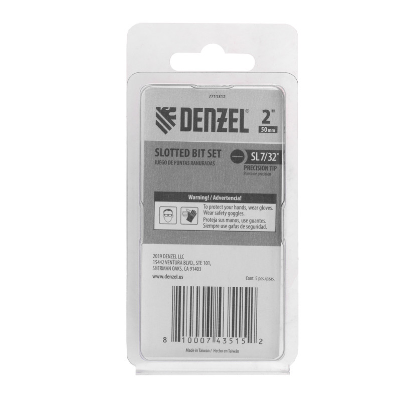 Набор бит, SL7/32"x2", 5 шт. Denzel
