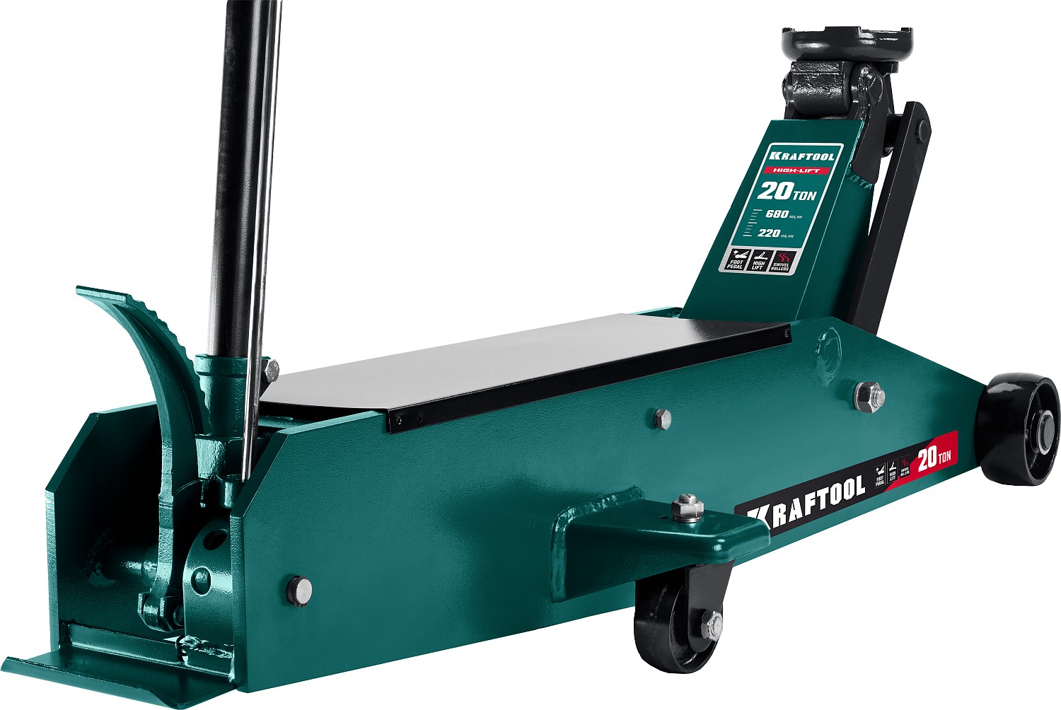 KRAFTOOL HIGH-LIFT, 20 т, 220 - 680 мм, для тяжелой техники, подкатной домкрат (43455-20)