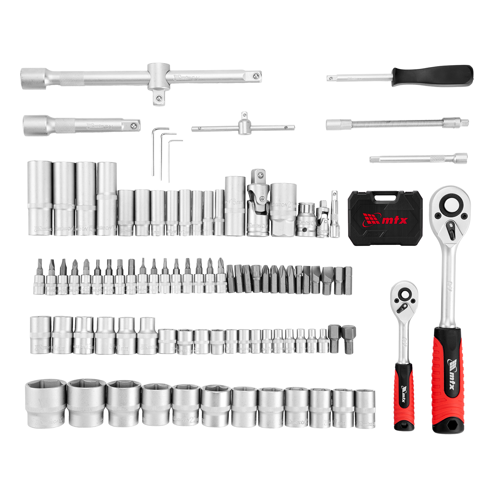 Набор инструментов, 1/2", 1/4", пластиковый кейс, 94 предмета MTX