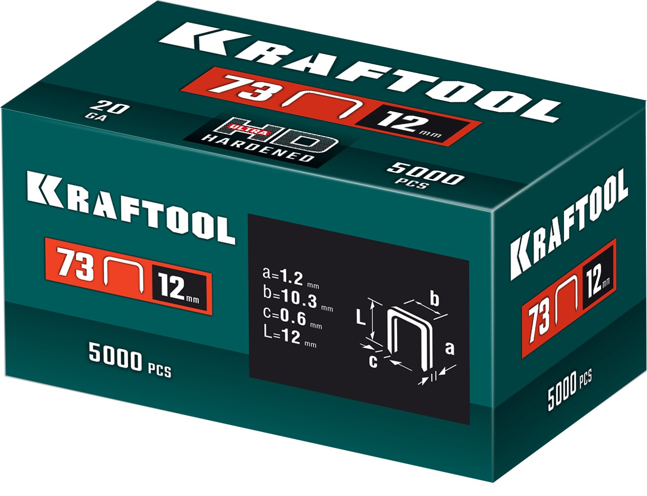 KRAFTOOL скобы тип 73, 12 мм, калибр 20GA. 5000 шт (31773-12)
