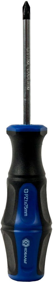 Отвёртка КОБАЛЬТ Ultra Grip PZ-1 х 75 ммCR-V, двухкомпонентная рукоятка (1 шт.) подвес