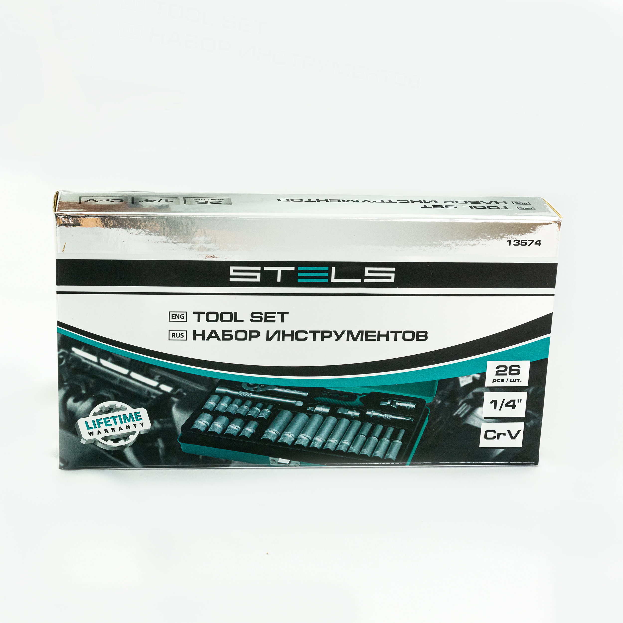 Набор торцевых головок с трещоткой, 1/4", 26 предметов Stels