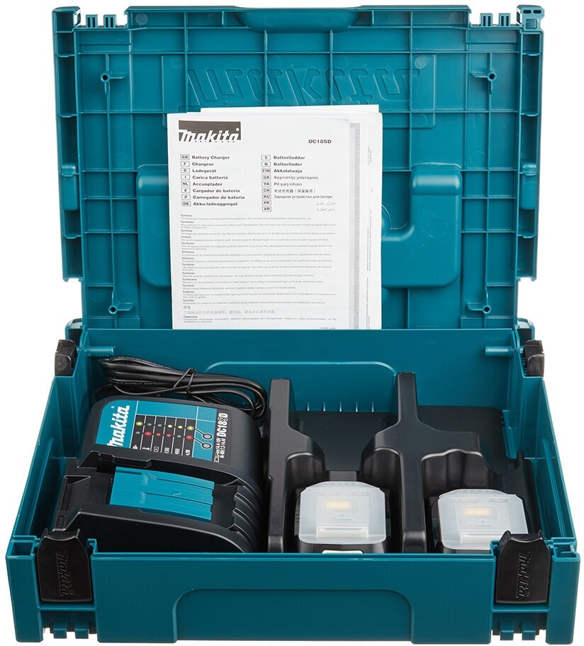 Зарядное устройство MAKITA набор MAKPAC 18 В, Li ion. 1,5 Ач (2 шт акк  BL1815N + зарядно (197143-8), шт