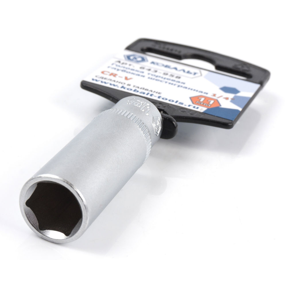 Головка торцевая глубокая КОБАЛЬТ 1/4", 11 мм, Cr-V(1 шт.) подвес