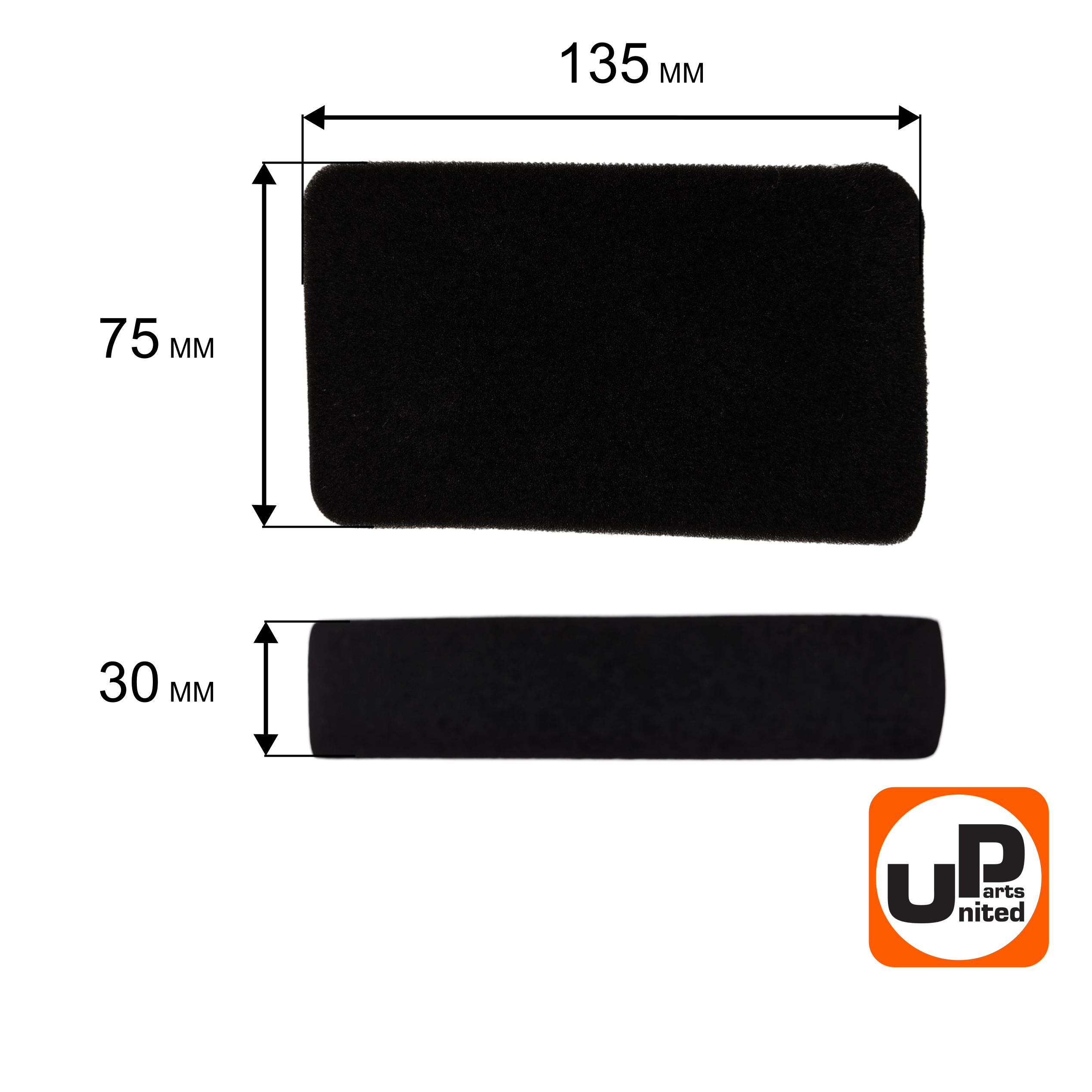 Фильтр воздушный UNITED PARTS для 168/170F, GX160/200 14×7.5×1.5 (паралоновый) (90-1018), шт