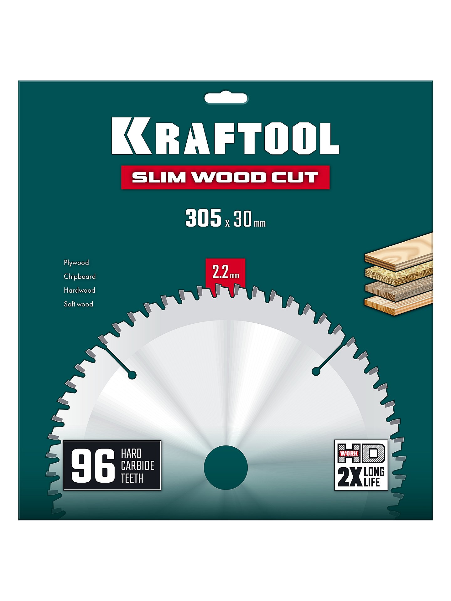 KRAFTOOL Slim wood cut 305 х 30 x 2.2 мм, 96Т, диск пильный по дереву, (36955-305-30-96)