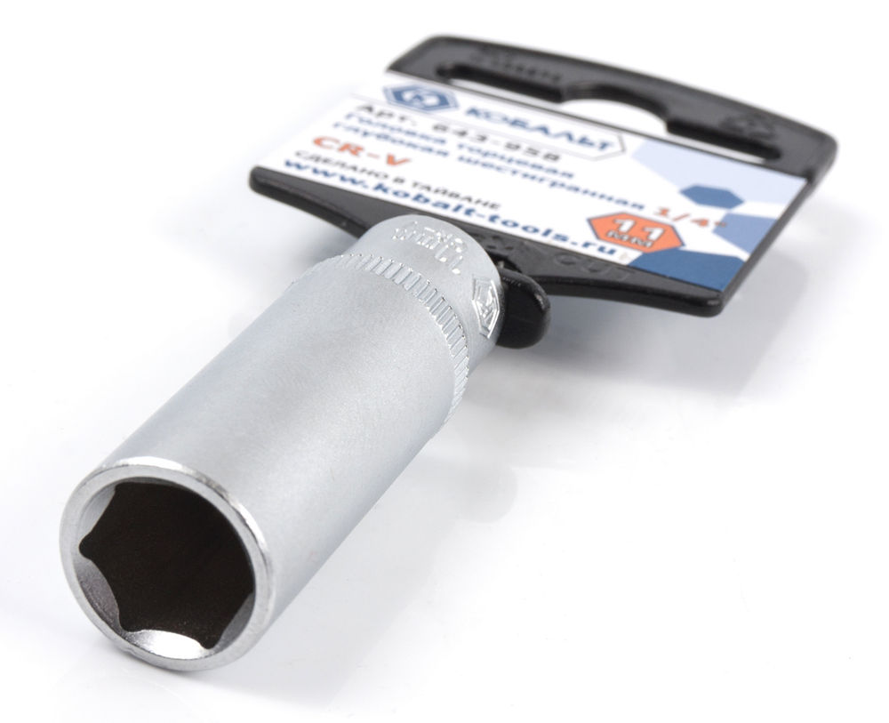 Головка торцевая глубокая КОБАЛЬТ 1/4", 11 мм, Cr-V(1 шт.) подвес