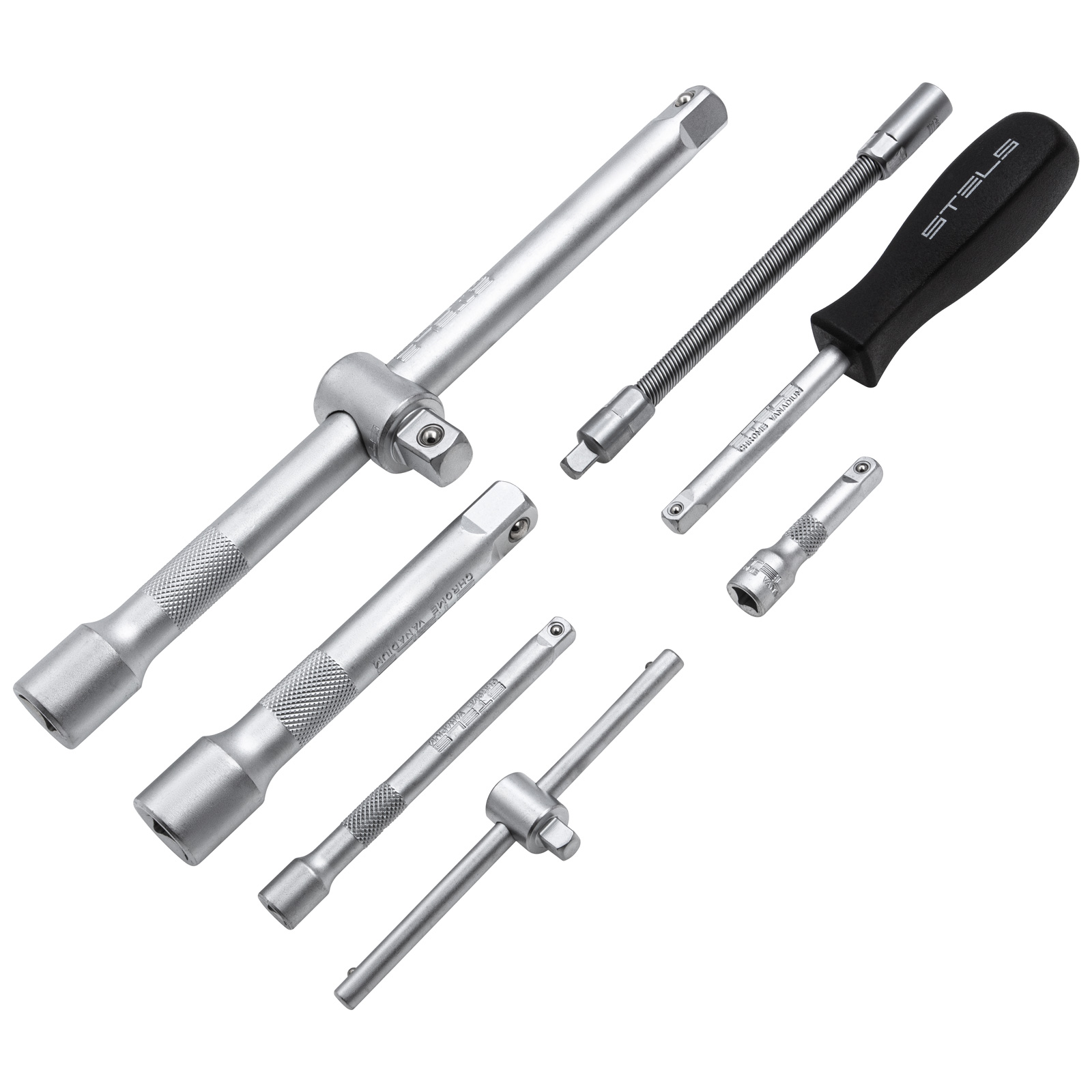 Набор инструментов 1/2", 1/4", CrV, 12 гранные головки, пластиковый кейс, 94 предмета Stels