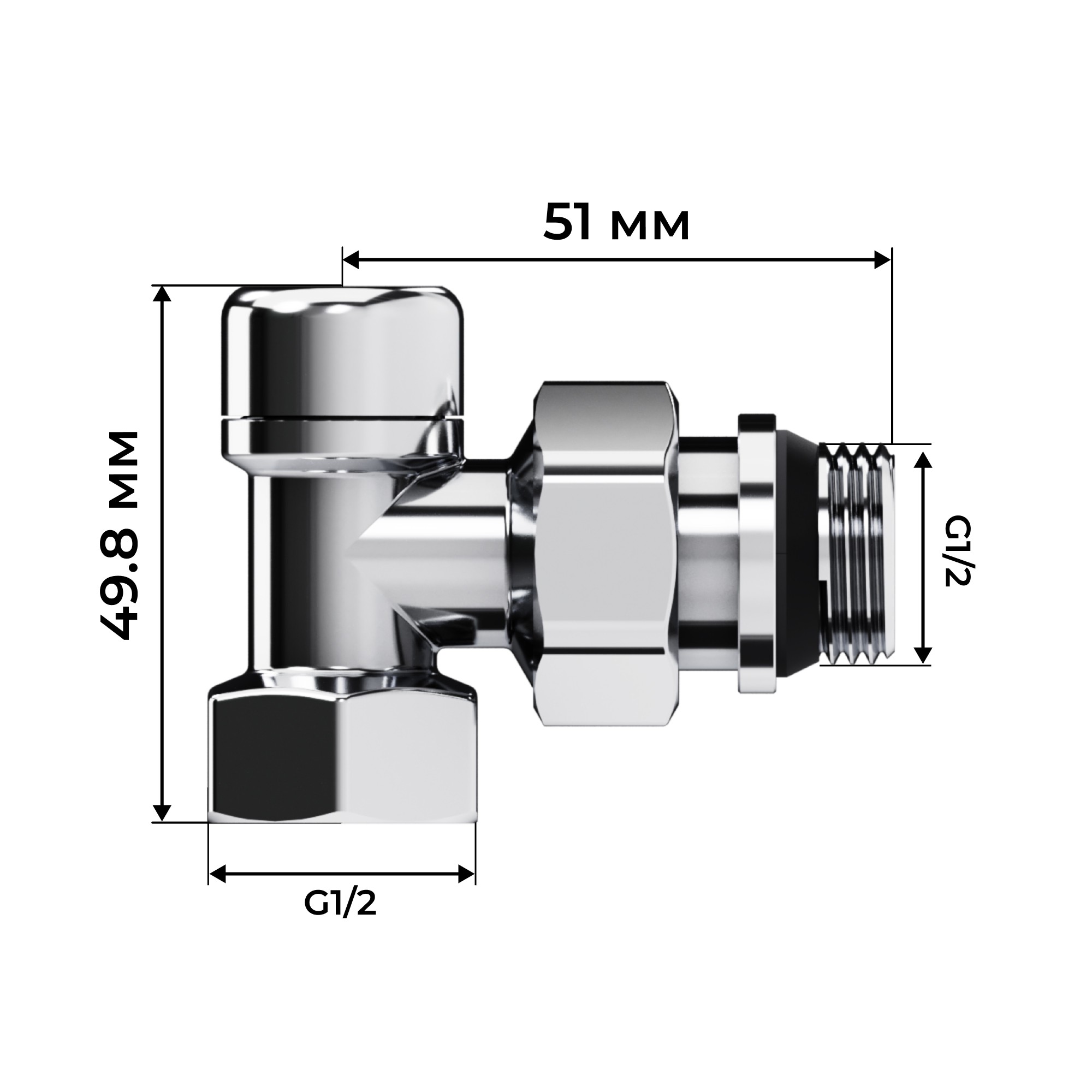 Набор термостатический осевой Royal Thermo Design 1/2"М30х1,5 (Хром)