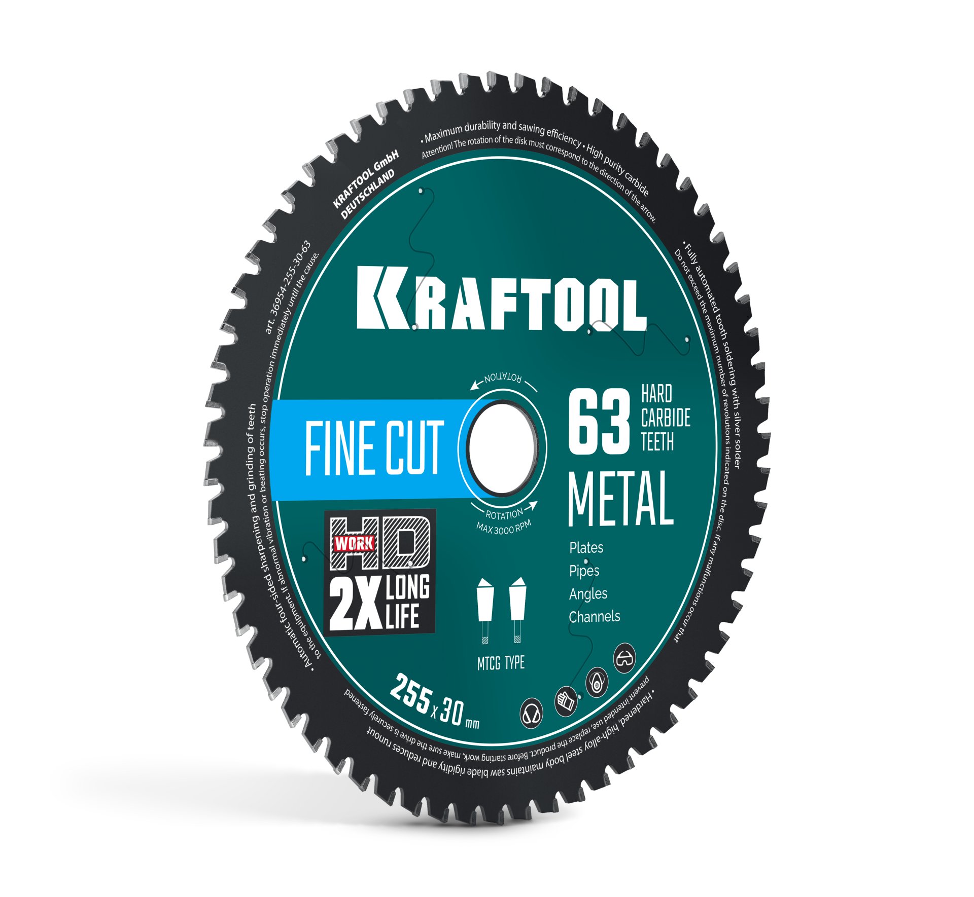KRAFTOOL Metal Cut 255 х 30 мм, 63Т, диск пильный по металлу и стали (36954-255-30-63)