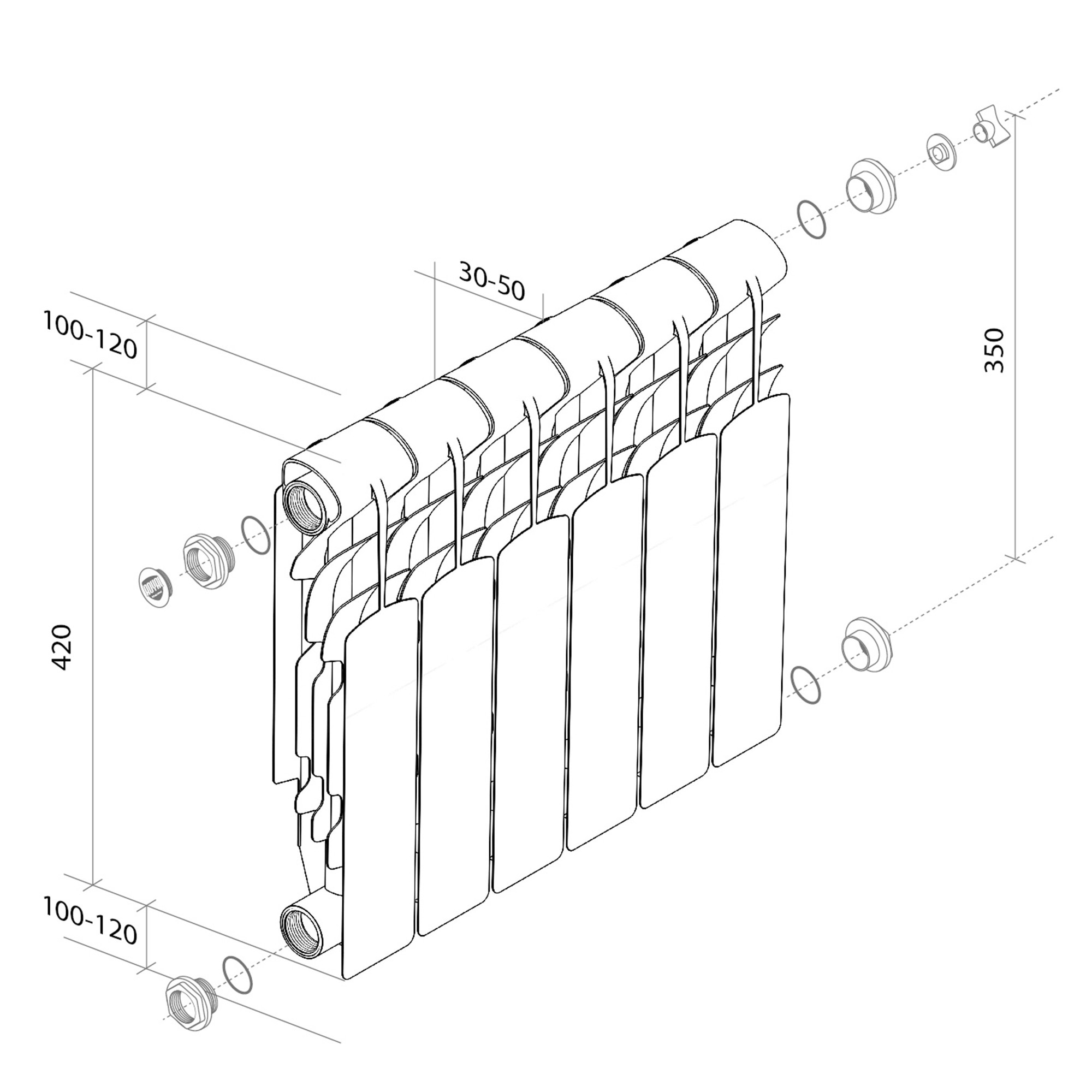Радиатор Royal Thermo Revolution 350 - 4 секц.