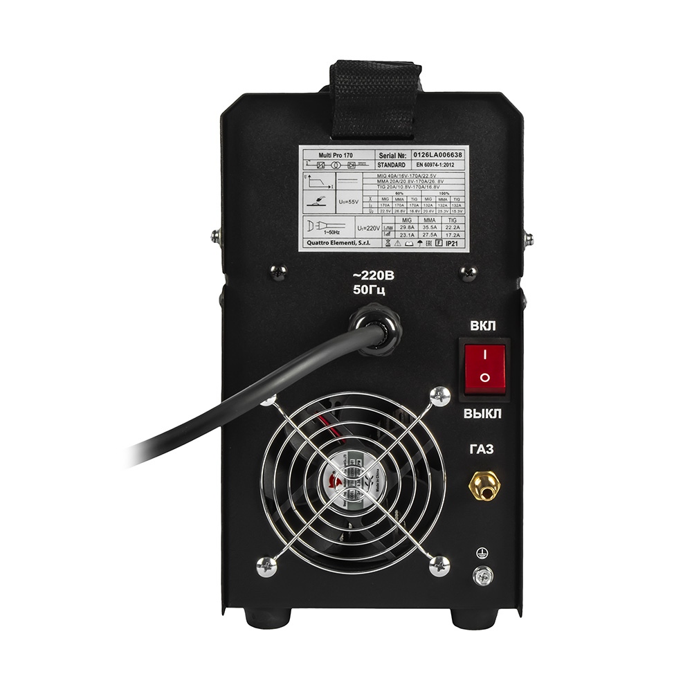 Аппарат полуавтомат. сварки, инвертор QUATTRO ELEMENTI Multi Pro 170 (170A, 3 вида сварки MIG/TIG/MMA, кат. 1кг, дисплей) (920-780), шт