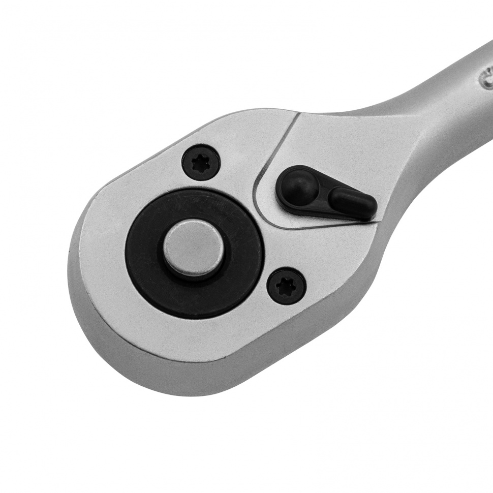 Ключ-трещотка 3/8", CrV, 72 зуба, с быстрым сбросом, матовый хром Stels
