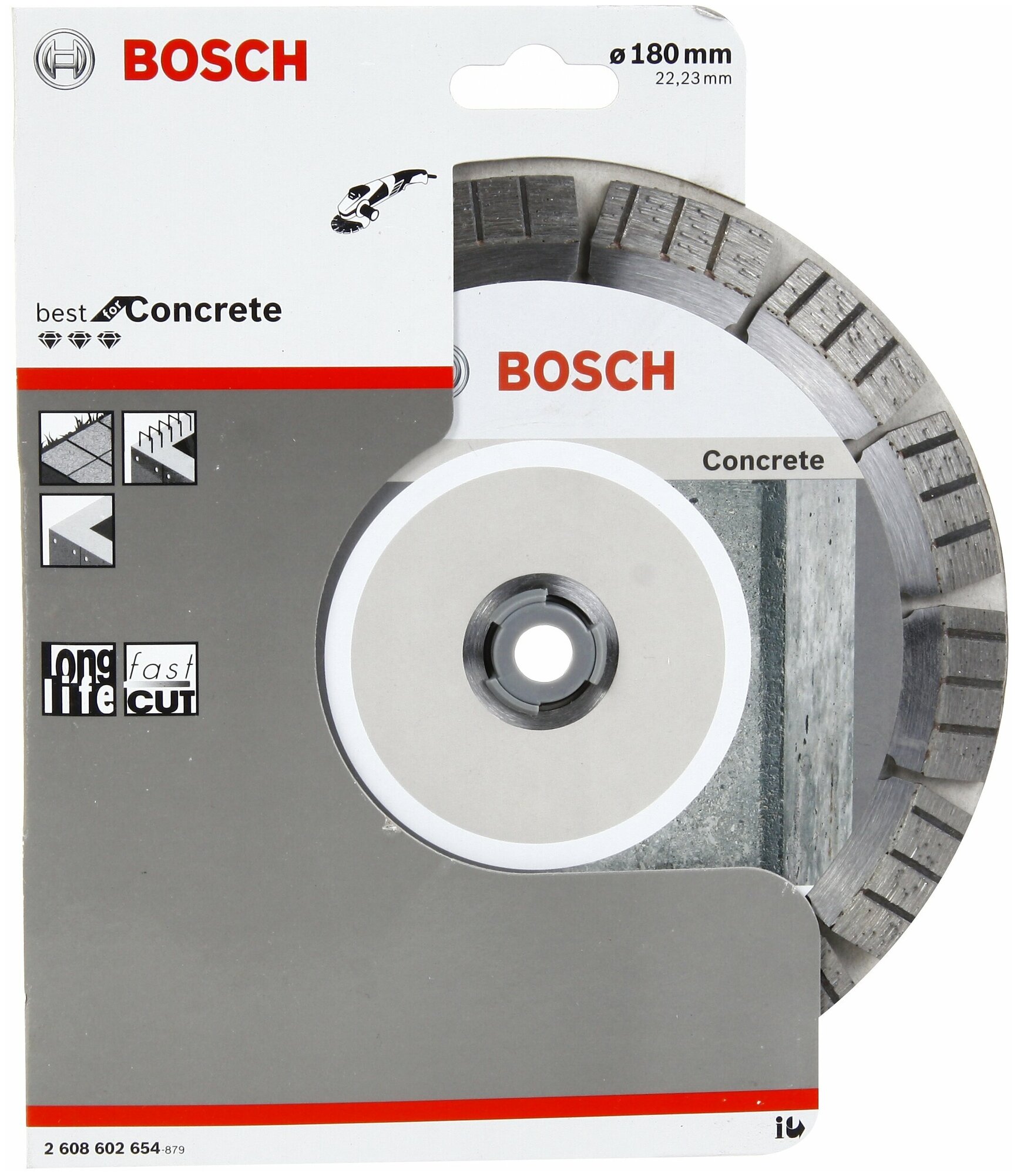 Диск алмазный сегментный BOSCH БЕТОН Concrete 180х22 мм (1 шт.) (2608602654), шт