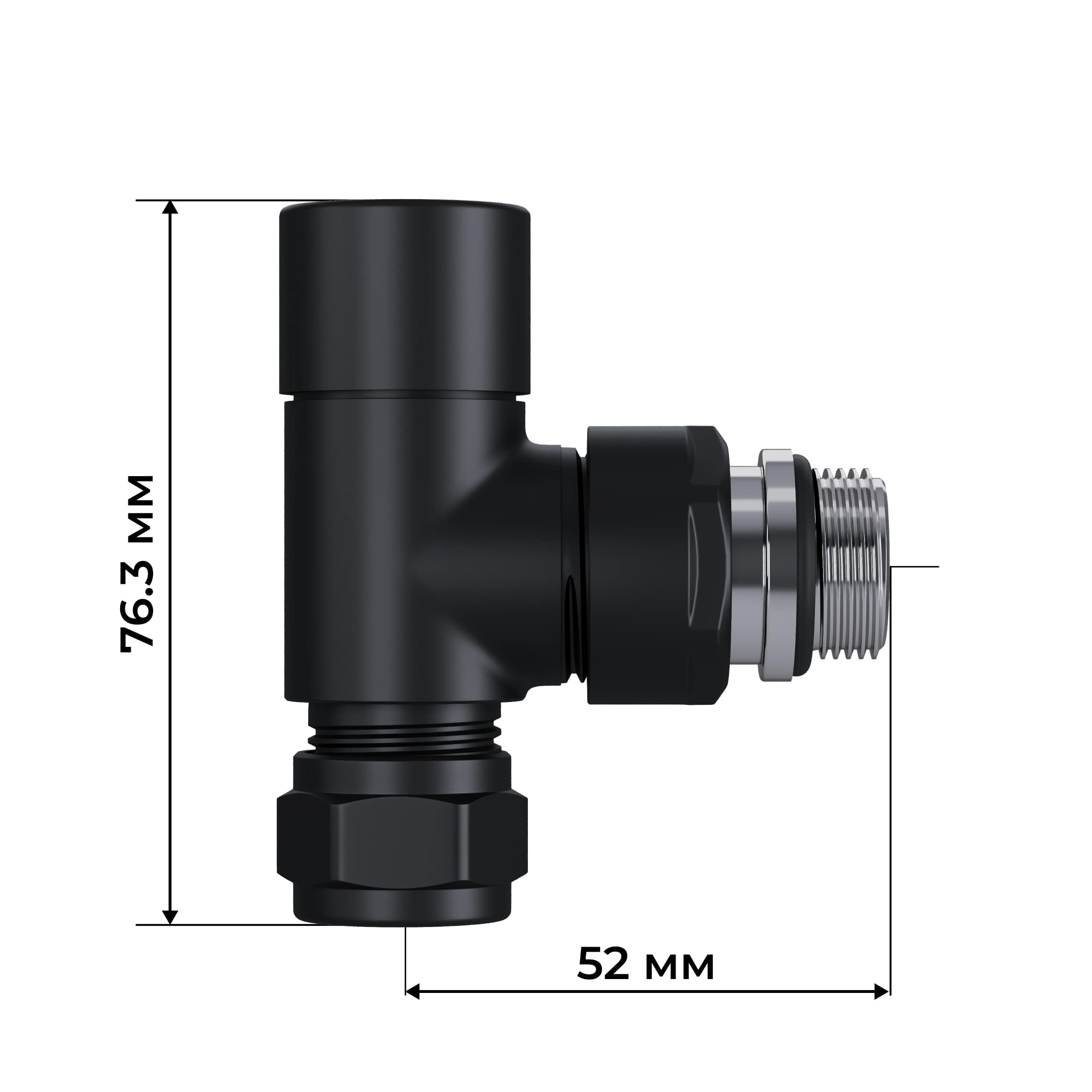 Набор термостатический трехосевой Royal Thermo Design Pro 15мм М30х1,5 (Черный)
