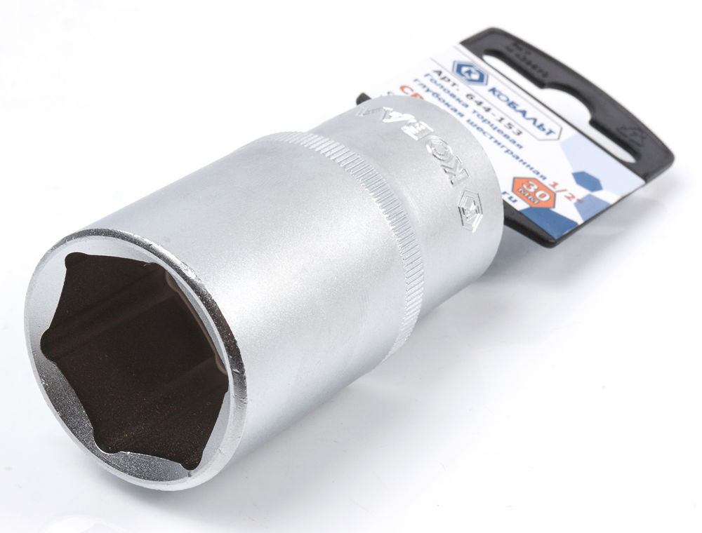 Головка торцевая глубокая КОБАЛЬТ 1/2", 30 мм, Cr-V(1 шт.) подвес
