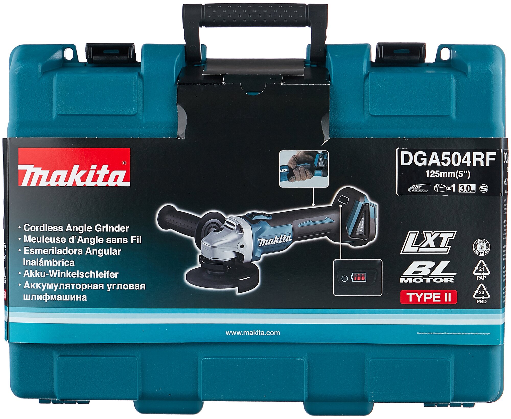 Шлифмашина аккумуляторная MAKITA угловая DGA504RF