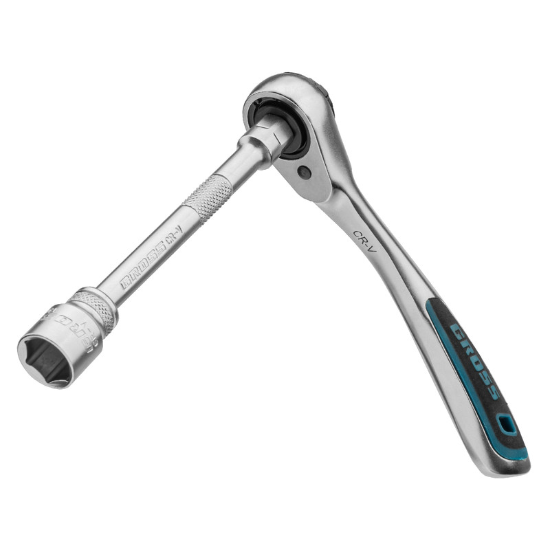 Набор торцевых головок, трещотка 120 зубьев, 1/4", CrV, 12 предметов Gross