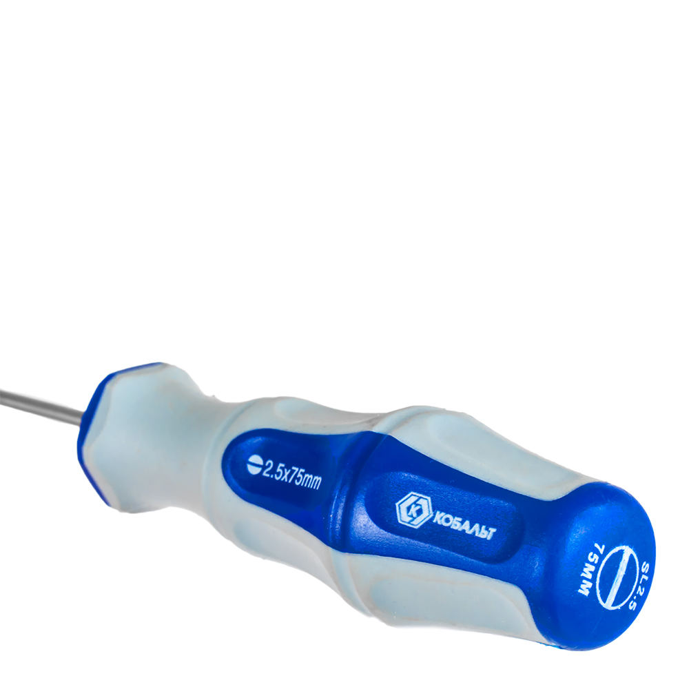 Отвёртка КОБАЛЬТ Ultra Grip SL 2,5 х 75 ммCR-V, двухкомпонентная рукоятка (1 шт.) подвес