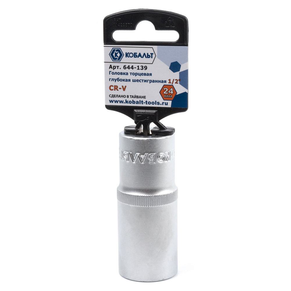 Головка торцевая глубокая КОБАЛЬТ 1/2", 24 мм, Cr-V(1 шт.) подвес
