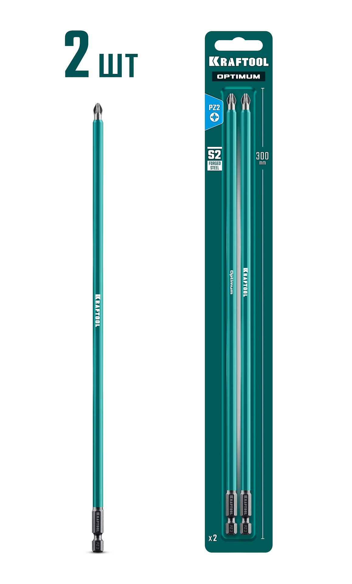 KRAFTOOL OPTIMUM PZ 2, 300 мм, 2 шт, биты (26124-2-300-2)