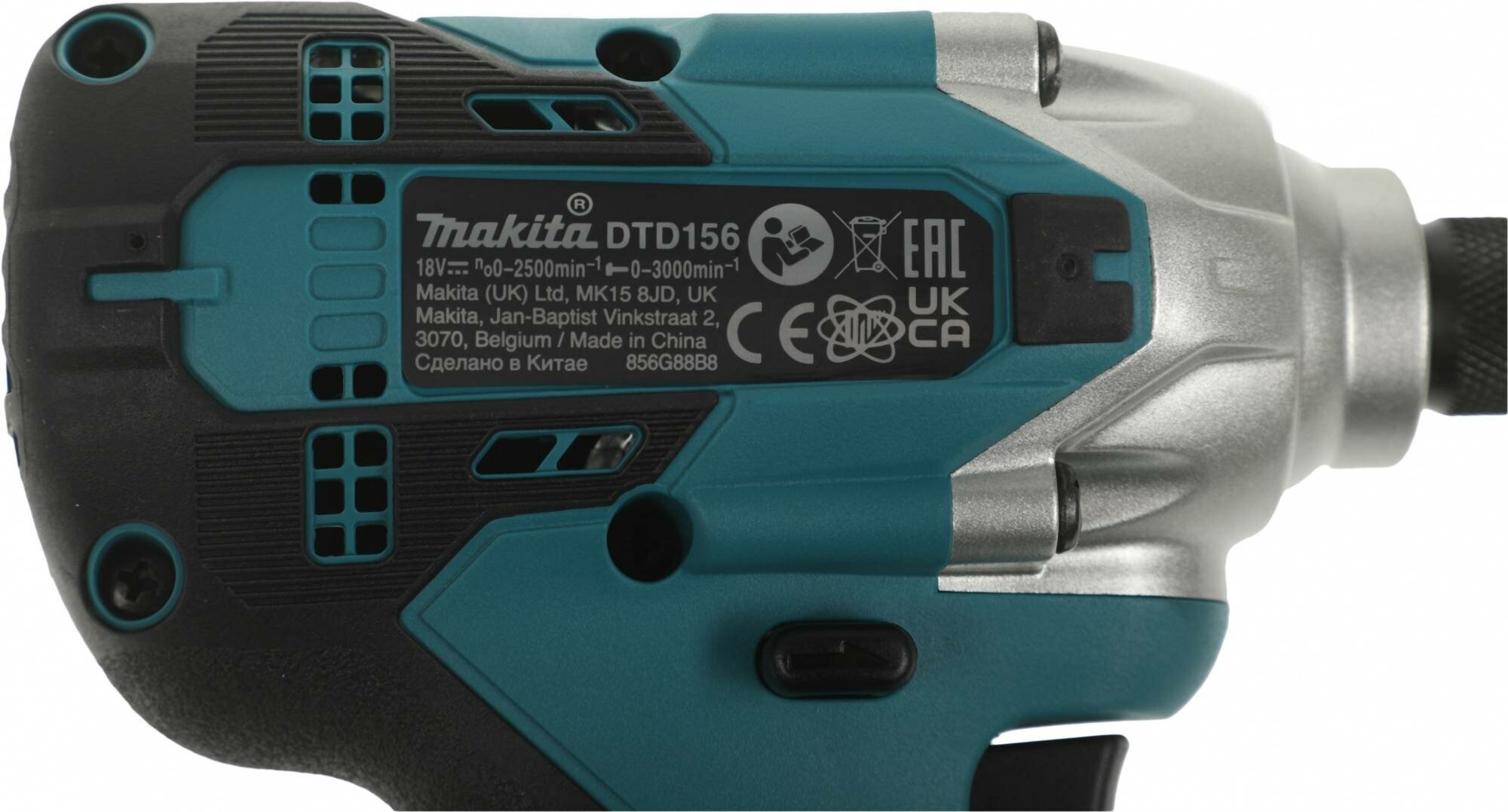 Шуруповёрт аккумуляторный ударный MAKITA DTD156Z (18В,2500об/мин,155нм,1/4,1.3кг,б\ак,з\у) (DTD156Z), шт