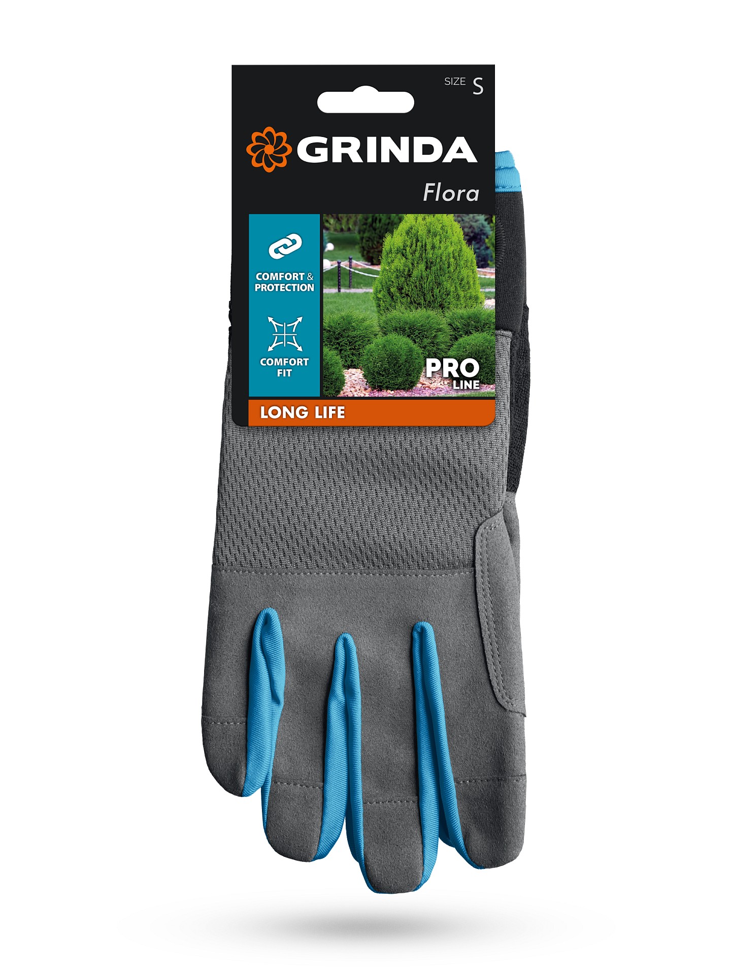 GRINDA FLORA, S (7), садовые перчатки из искусственной кожи с усиленным наладонником и кончиками пальцев, противоскользящие, PRO Line (1138-S)