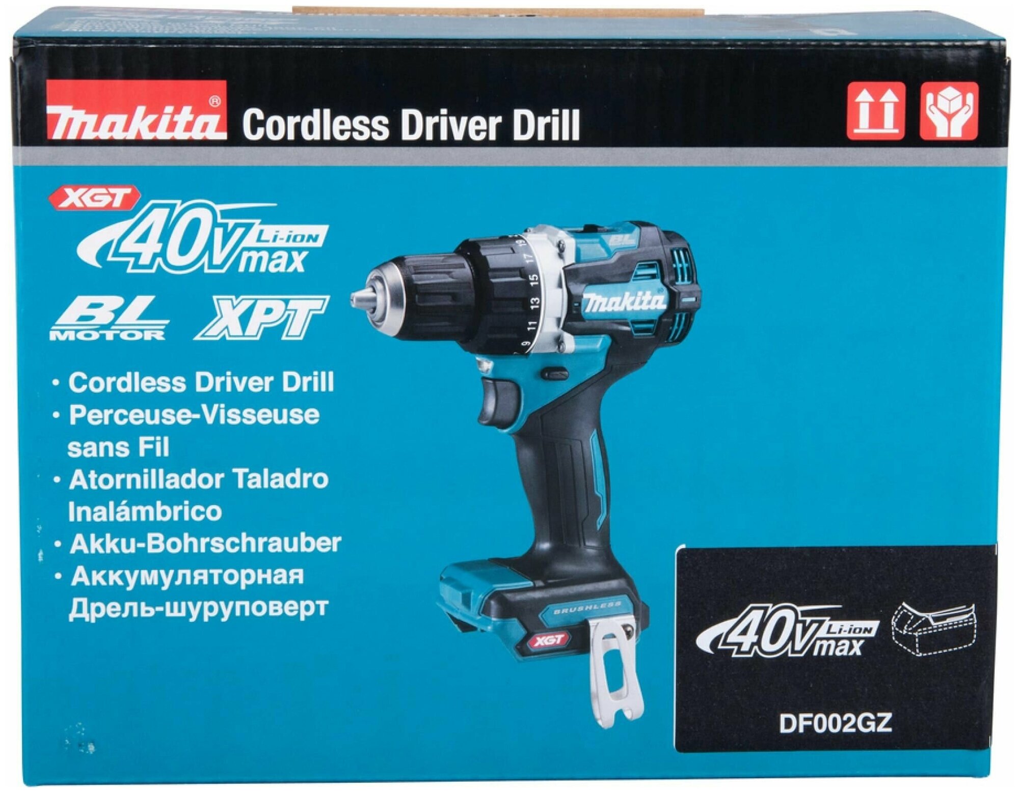 Дрель аккумуляторная безударная MAKITA DF002GZ (XGT BL 40В, 13мм, 65/30Нм (без аккум. з/у)), шт