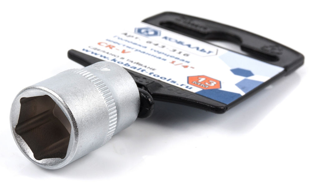 Головка торцевая КОБАЛЬТ 1/4", 13 мм, Cr-V(1 шт.) подвес