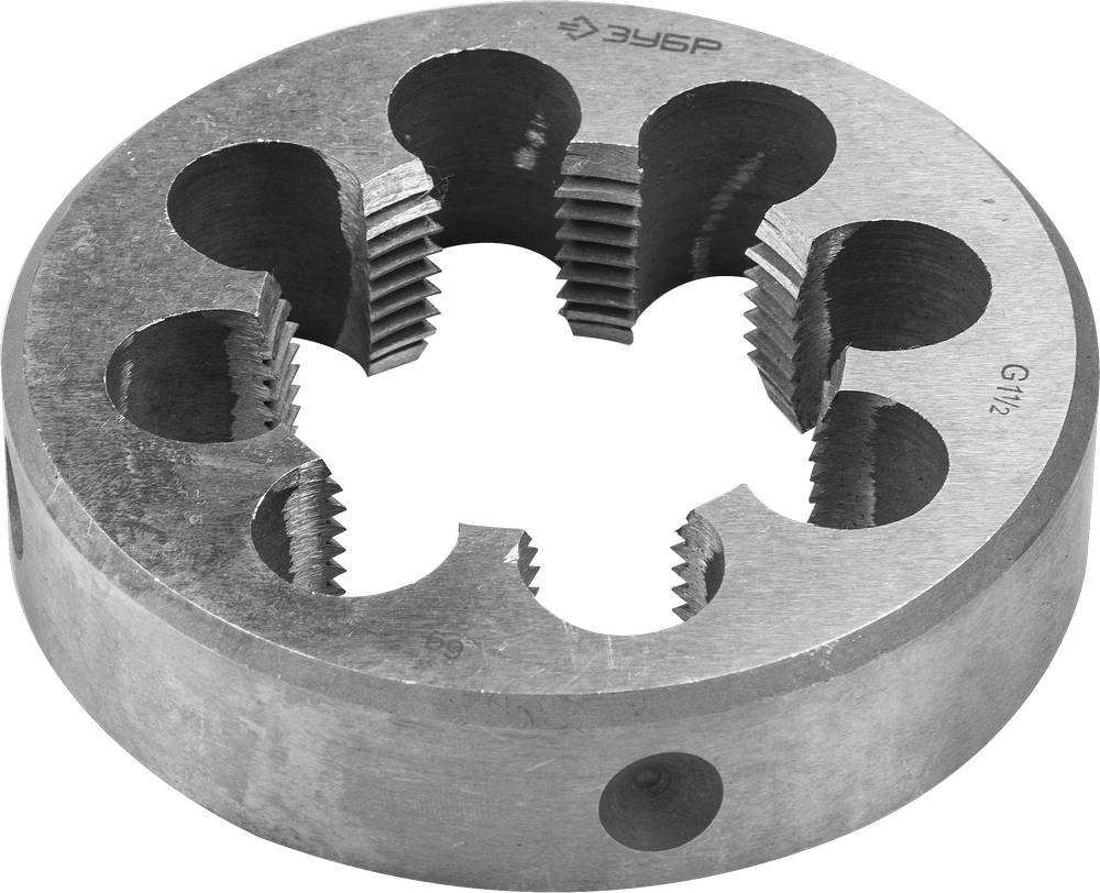 ЗУБР G 1 1/2″, сталь 9ХС, Плашка трубная круглая ручная (4-28032-3/2)