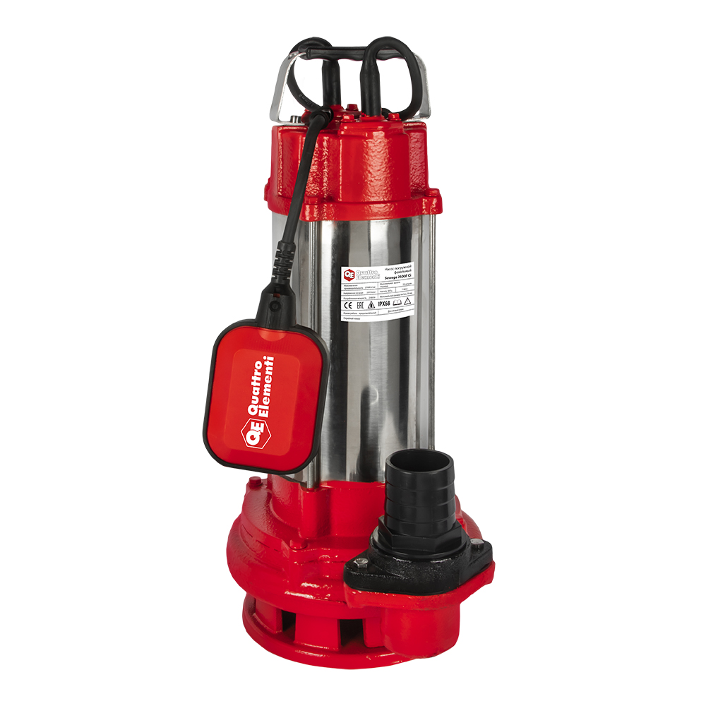 Насос фекальный QUATTRO ELEMENTI Sewage 2500F Ci (2500 Вт, 27000 л/ч, для грязной, 28 м, 23,8 кг), шт