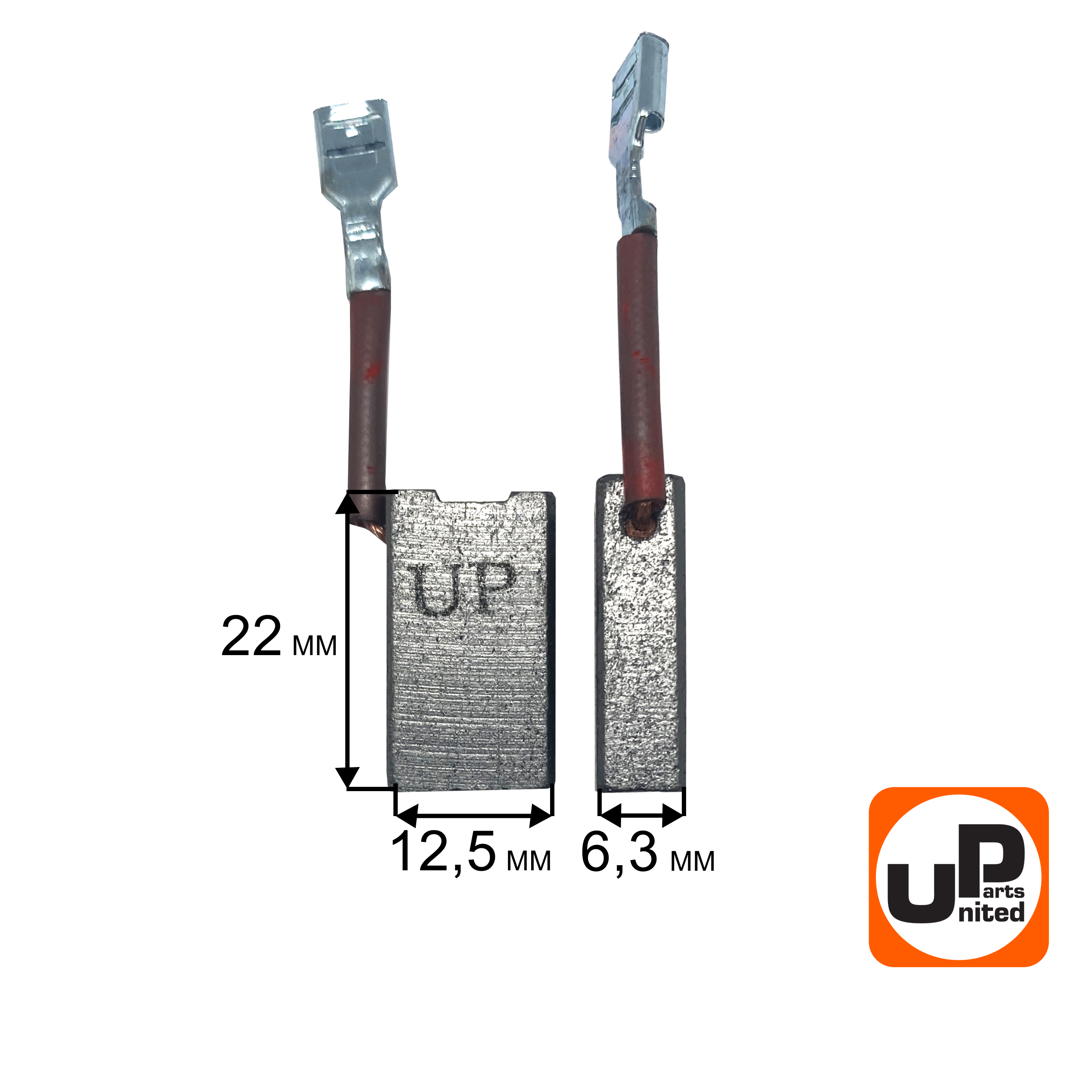 Щетка графитовая UNITED PARTS для DeWALT (аналог 1003854-00/381028-08)  6,3х12,5х22мм, пар