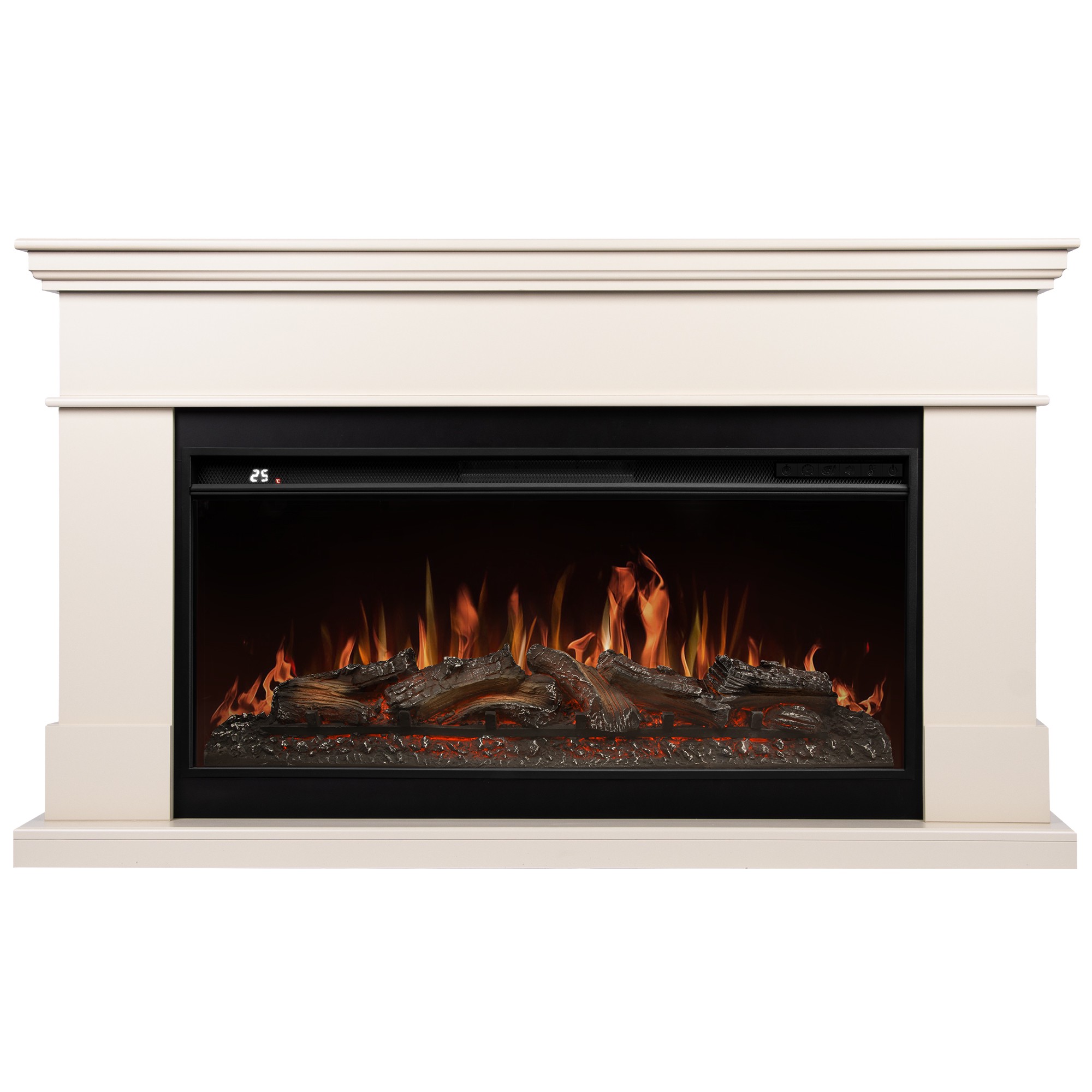 Каминокомплект: Очаг Royal Thermo Aurora RTFP/P-AR40LS, портал California 42/40/36, молочный
