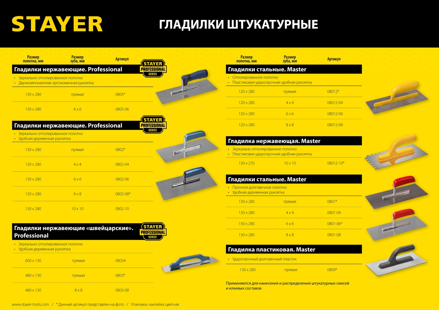 STAYER 130х280 мм, 4х4 мм, деревянная ручка, зубчатая, стальная, Штукатурная гладилка, MASTER (0801-04)