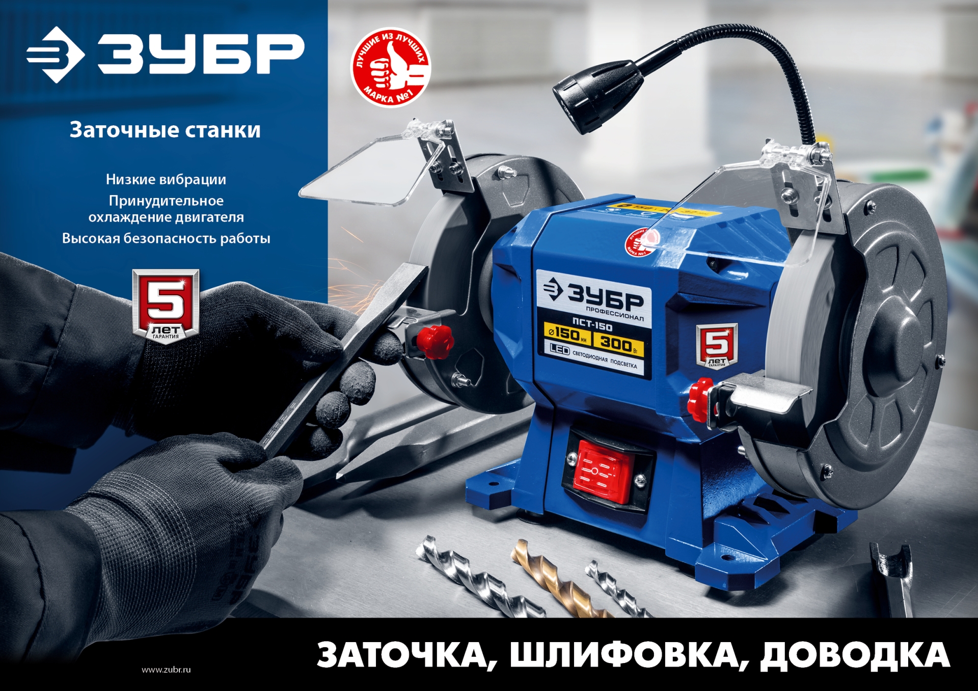 ЗУБР d 125, 200 Вт, заточной станок, Профессионал (ПСТ-125)