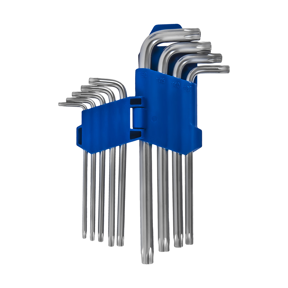 Набор ключей угловых удлинённых КОБАЛЬТ Tamper TORX: T10, T15, T20, T25, T27, T30, T40, Т45, Т50, CR-V, подвес (924-016), шт