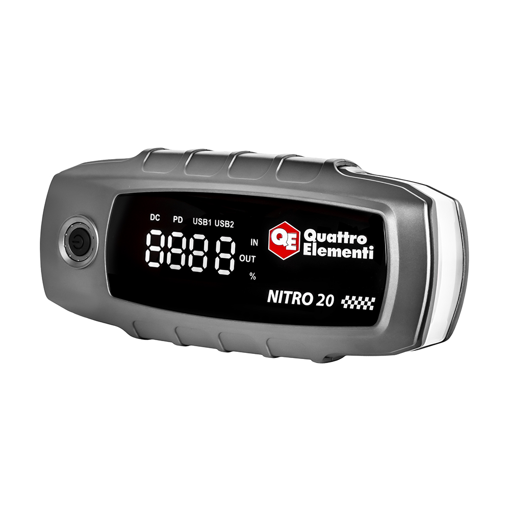Пусковое устройство QUATTRO ELEMENTI Nitro 20 (12В, 20000 мАч, 1600 А, Type-C, USB-A, дисплей, фонарь (919-265), шт