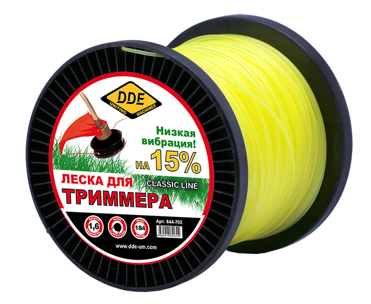 Корд триммерный на катушке DDE "Classic line"(круг) 1,6 мм х 184 м, желтый
