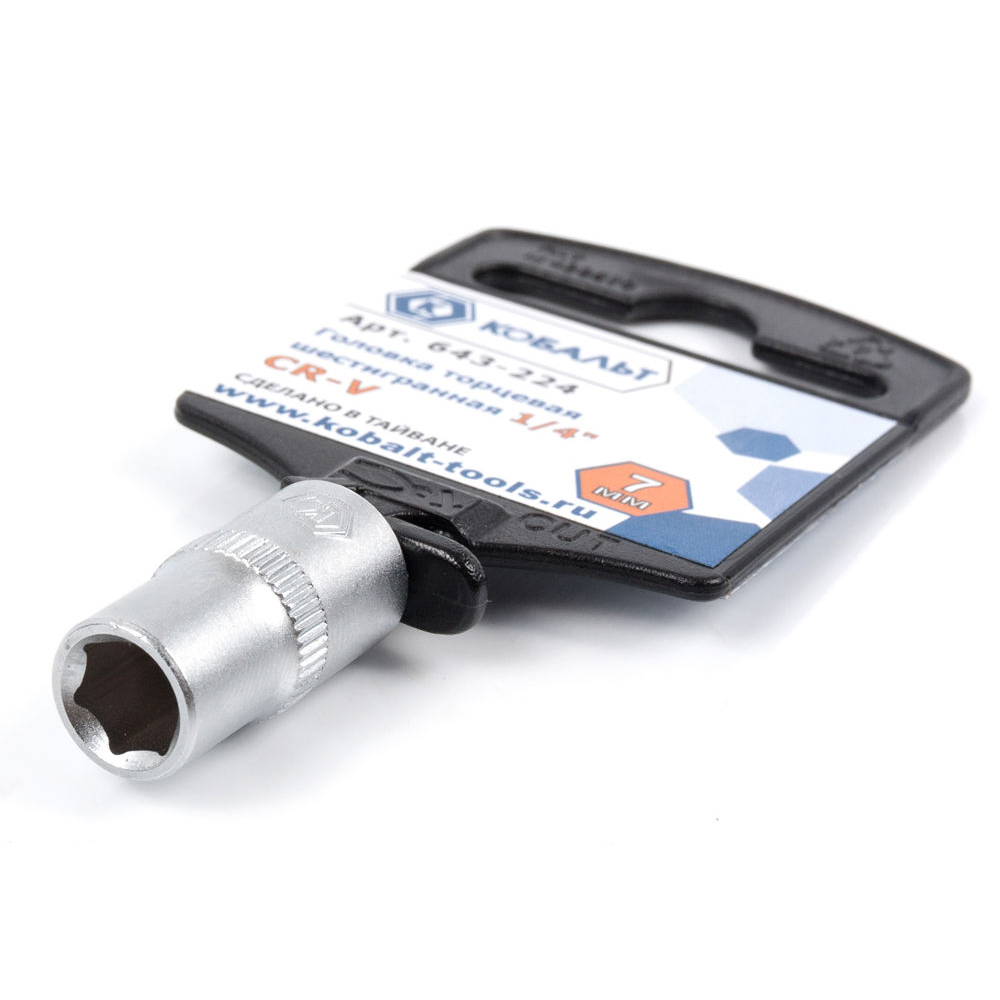 Головка торцевая КОБАЛЬТ 1/4", 7 мм, Cr-V(1 шт.) подвес