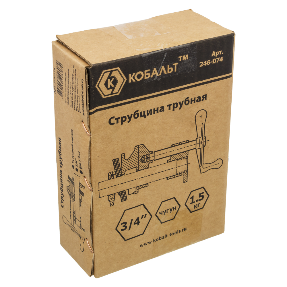 Струбцина КОБАЛЬТ трубная 3/4", коробка