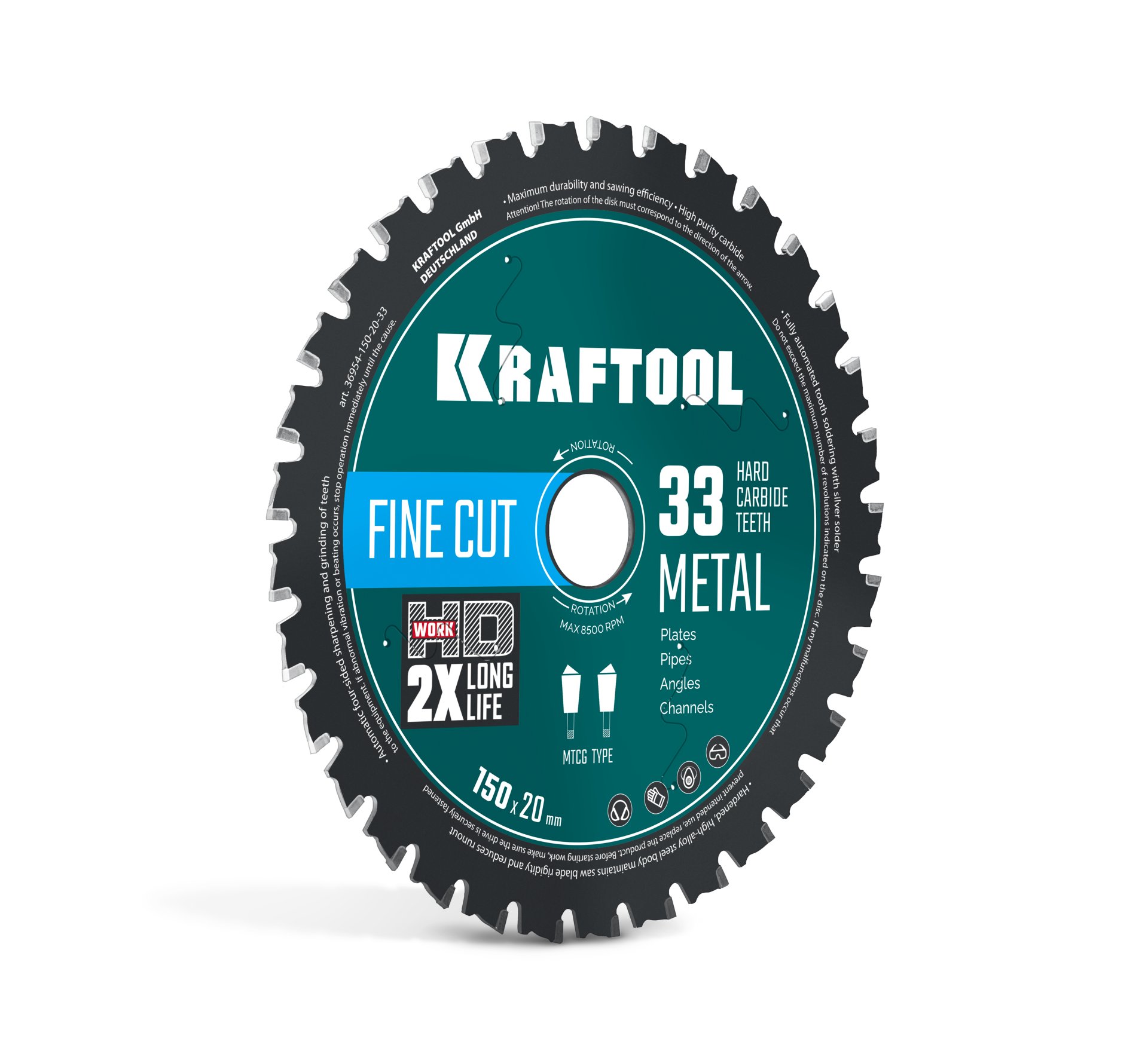 KRAFTOOL Metal Cut 150 х 20 мм, 33Т, диск пильный по металлу и стали (36954-150-20-33)