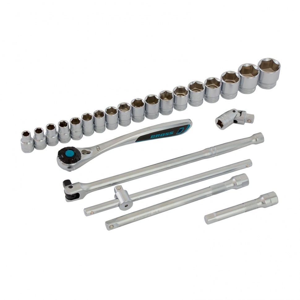Набор инструментов, 1/2", CrV, 120 зубьев, 24 предмета Gross