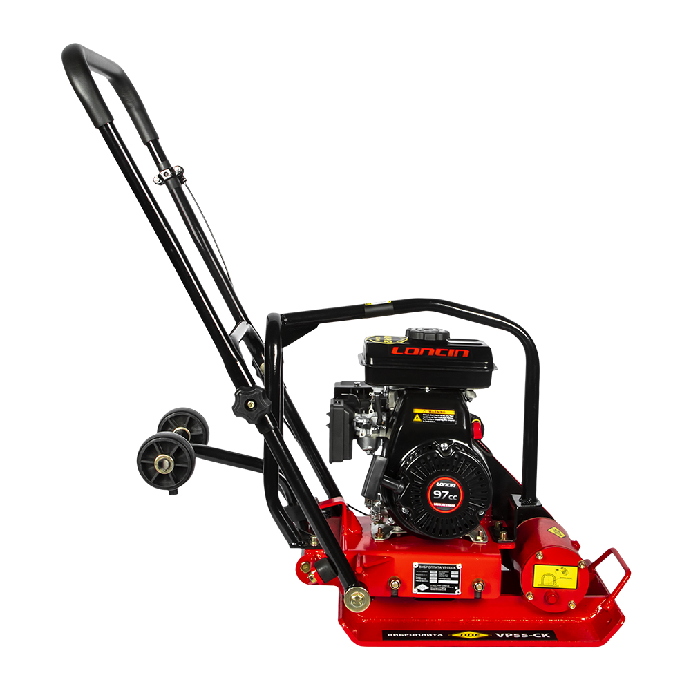 Виброплита DDE VP55-CK (дв. Loncin, 2,8 л.с., плита 430×310 мм, до 250 кв. м/час, 58 кг, гл. упл. 20 см, колеса), шт