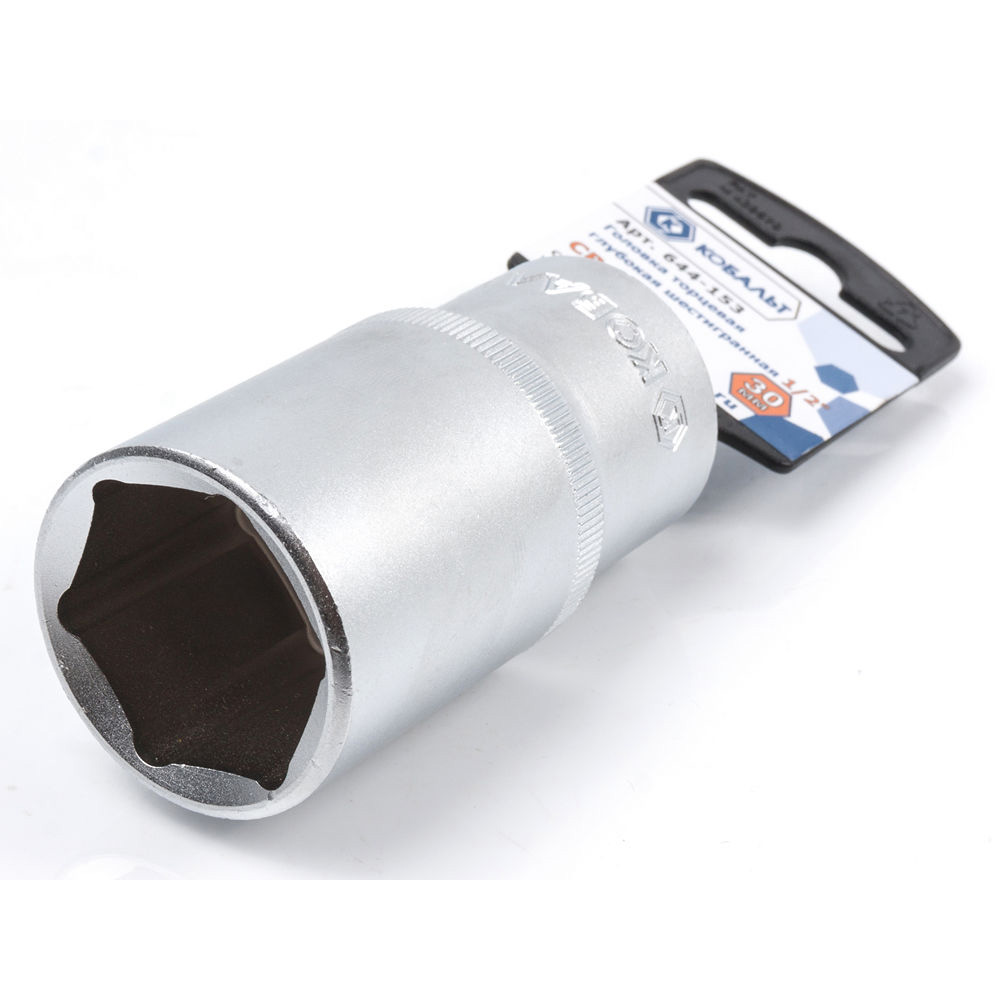 Головка торцевая глубокая КОБАЛЬТ 1/2", 30 мм, Cr-V(1 шт.) подвес