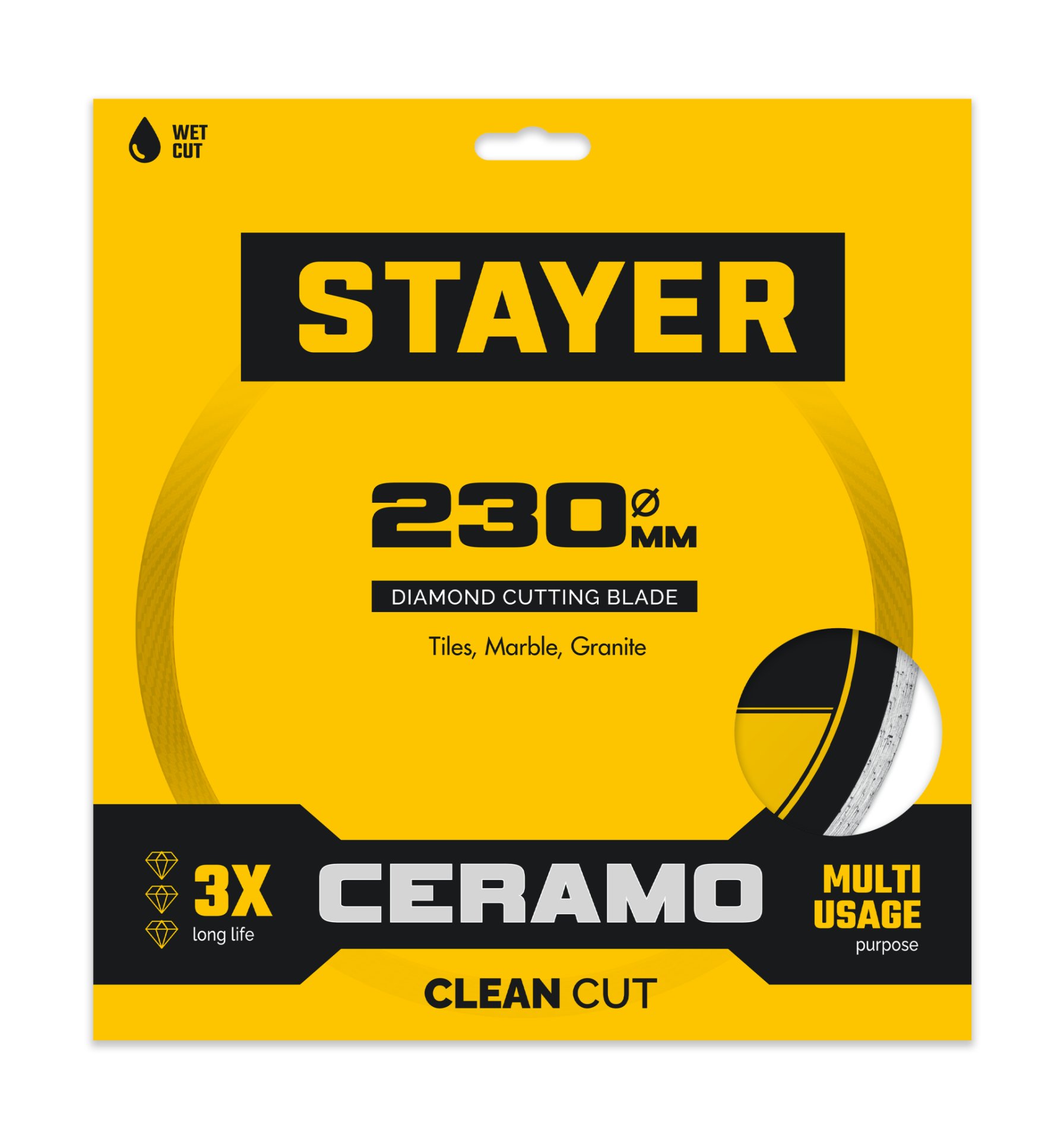 STAYER CERAMO 230 мм (22.2/25.4 х 5 х 2.2 мм), сплошной алмазный диск (3664-230)
