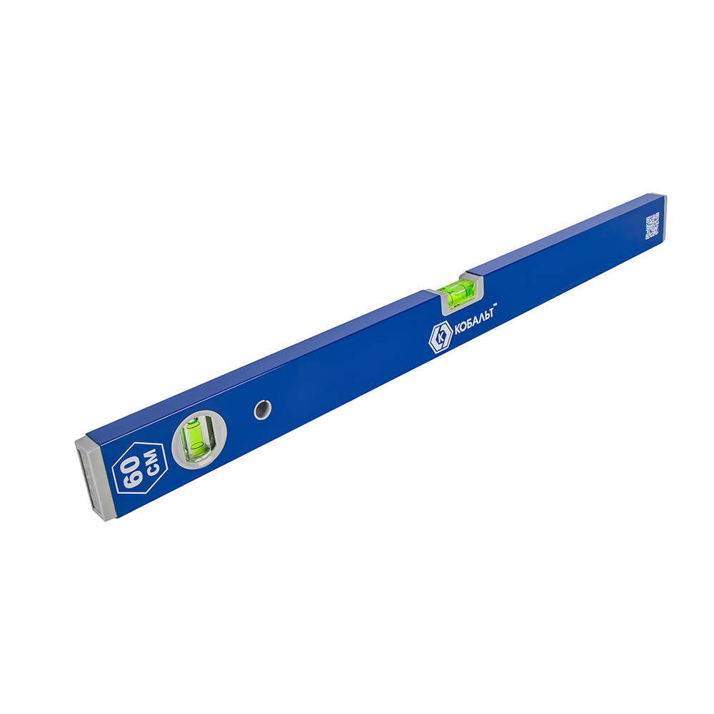 Уровень строительный КОБАЛЬТ Оптима, 600 мм, профиль 20 x 49 мм, 2 глазка, точность 1,0 мм/м