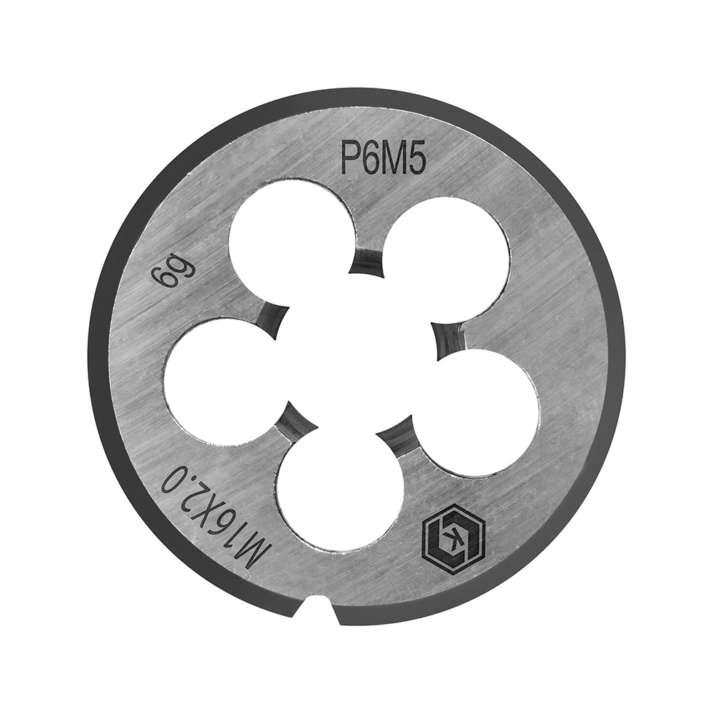 Плашка по металлу КОБАЛЬТ ручная, М16 х 2 мм, правая, точность 6g, быстрорежущая сталь Р6М5, пластиковая туба, блистер (926-041), шт